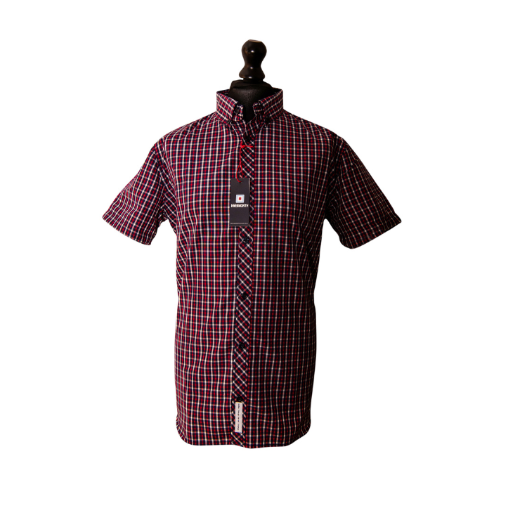 Short sleeve Checker shirt Burgundy