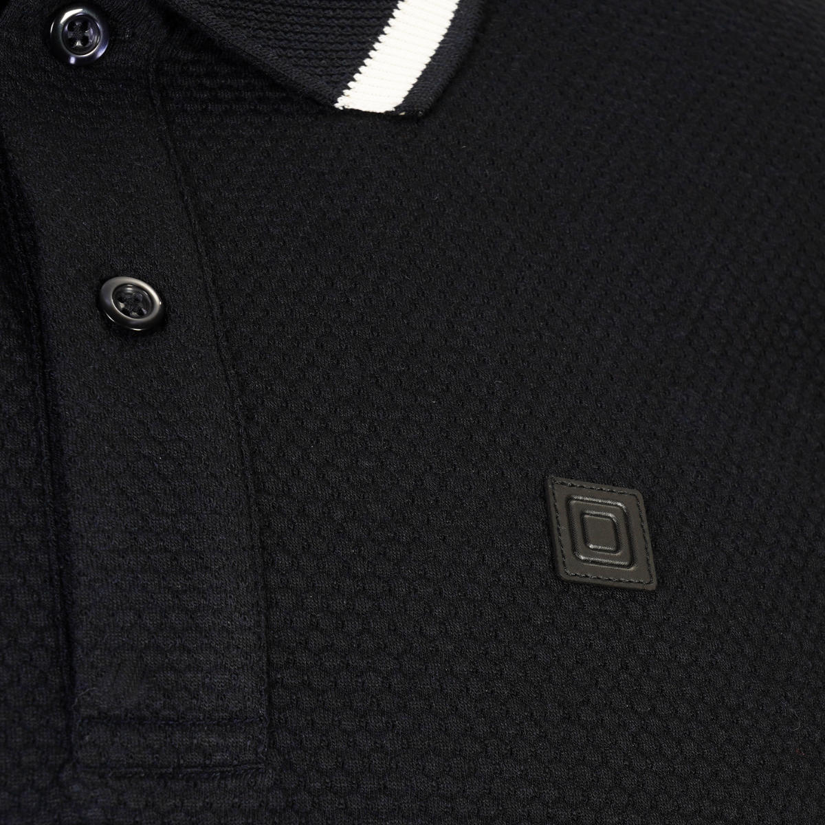 Knebworth Black Polo - Waffle Body