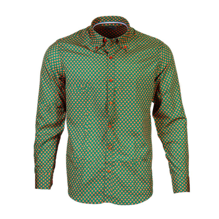 Knebworth Long Sleeve Polka Dot Green/Orange