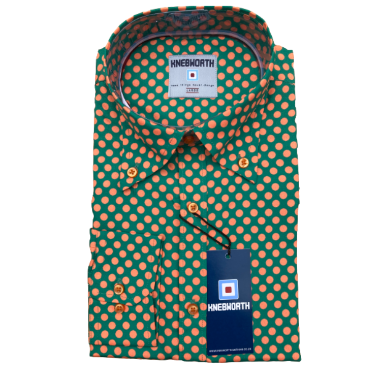 Knebworth Long Sleeve Polka Dot Green/Orange