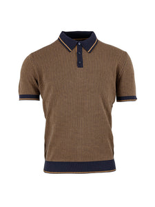 Men's Jacquard Dogtooth Knitted Polo - Navy