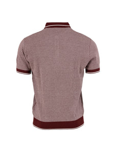 Men's Jacquard Dogtooth Knitted Polo - Burgundy